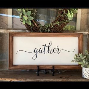 Framed canvas farmhouse style gather sign